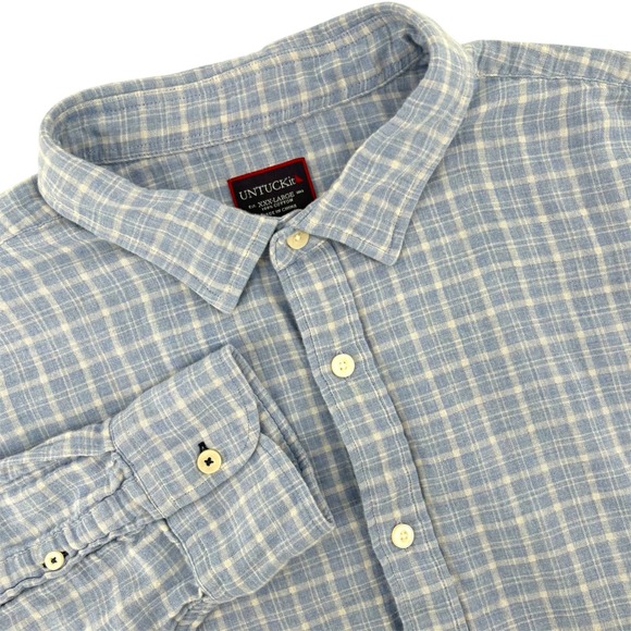 UNTUCKit Other - UNTUCKit Mens XXXL Cillar Blue Plaid Cotton Long Sleeve Button Down Shirt XXX-L